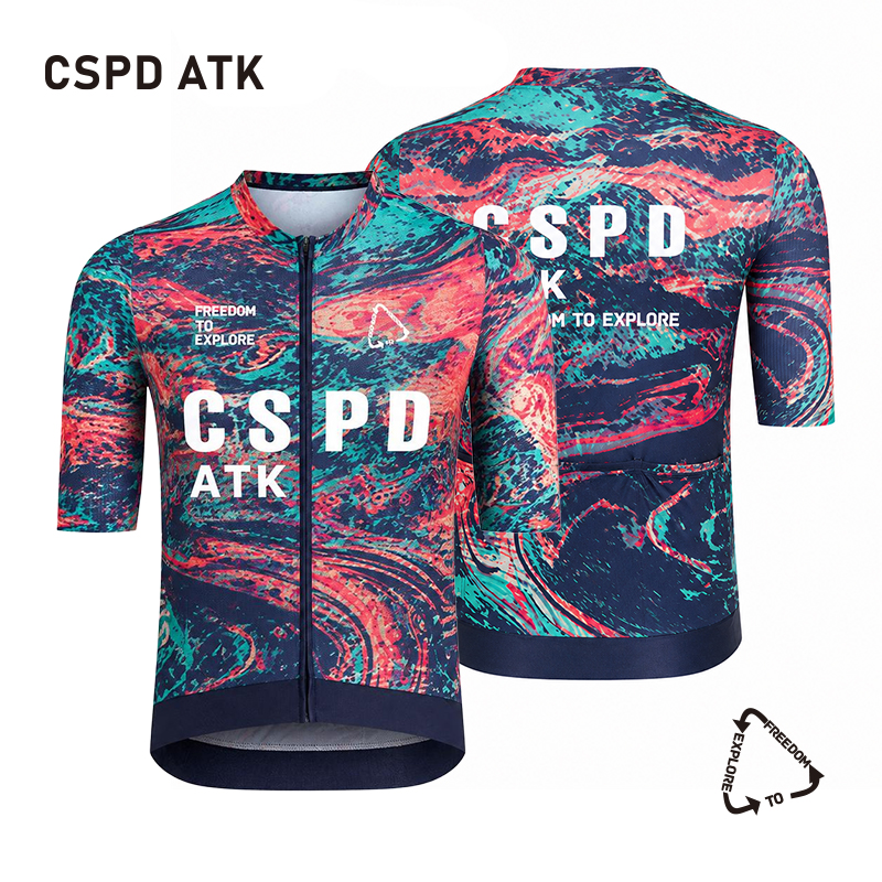 新しい CSPD ATK 自転車トップ半袖メンズ夏吸湿速乾サイクリングジャージプロチームサイクリングトップ