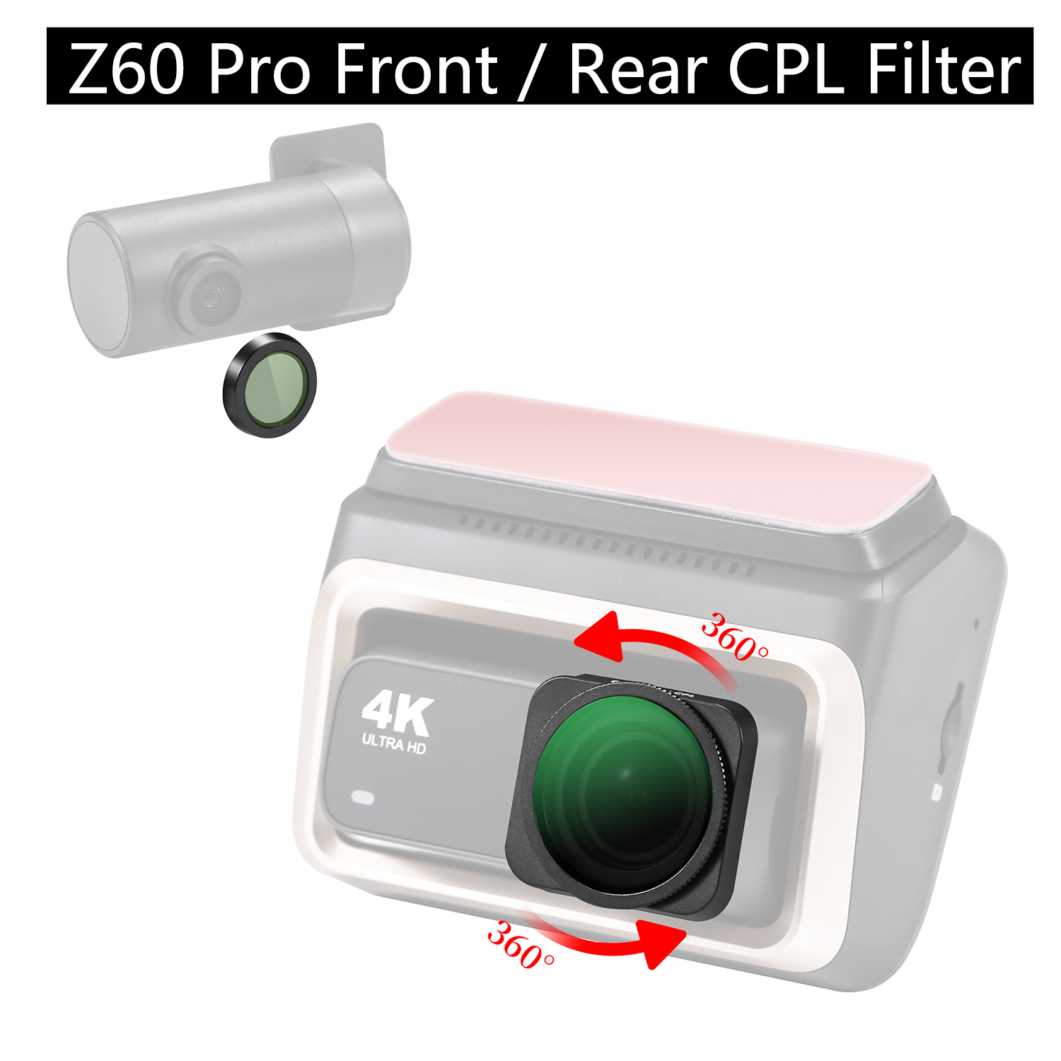 ddpai ダッシュカム 4 18k Z60 / Z60 プロ CPL フィルター HD レンズ防塵アンチグレア ddpai リアカメラ CPL フィルター