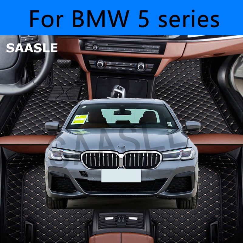 SAASLE カスタム車のフロアマット Bmw 5 シリーズ E60 F10 G30 F90 2004-2025 年自動車カーペット Foot Coche アクセサリー