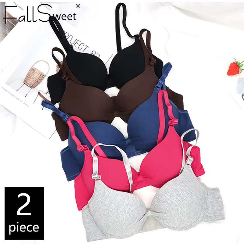 FallSweet 2 個綿プッシュアップブラジャー女性のためのアンダーワイヤー Bralette 小胸 AB カップシームレスブラジャー通気性下着