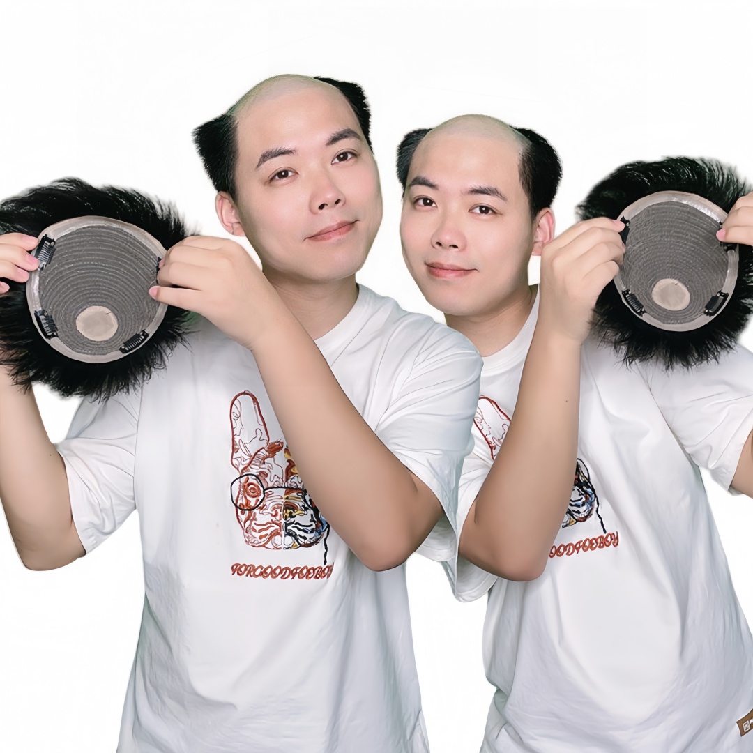 男性のかつら厚い人毛かつら PU 周りの毛交換システムショートヘアピース男性のハゲナチュラルカラー