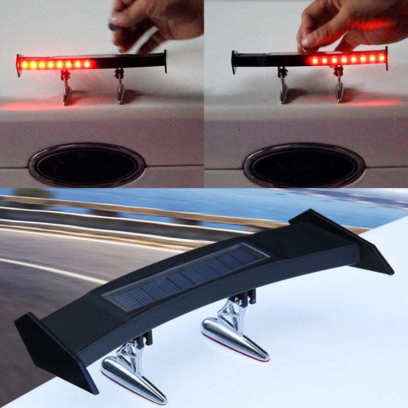 ミニソーラーカーリアスポイラーテールライトユニバーサル 12V LED 点滅警告防水ウィングスマートセンサー修正されたアクセサリー
