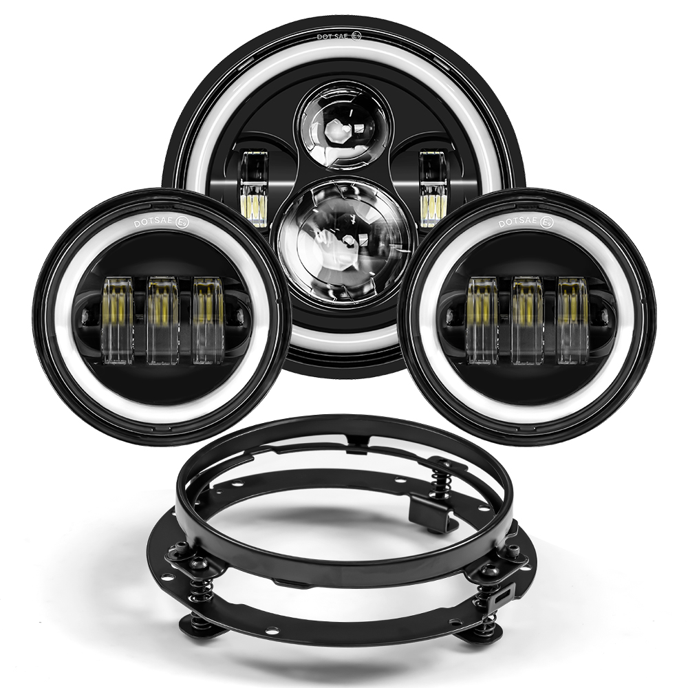 7 "led プロジェクターオートバイヘッドライト 4 1/2 パッシングライトツーリングエレクトラグライド用黒 7 インチ LED オートバイヘッドライト