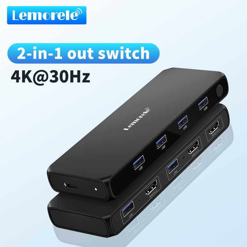 Lemorele 2 IN 4 OUT HDMI スイッチ USB スイッチ 4K HDMI USB 3.0 5Gbps 伝送スイッチャー KVM スイッチ ラップトップ Xbox PS4 PC TV用