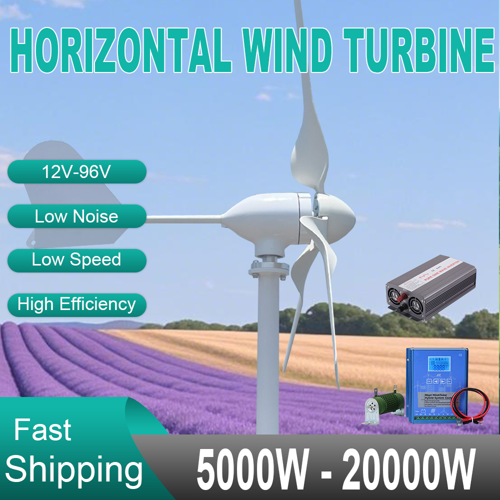 8KW 風力タービン MPPT ハイブリッド充電システム 10KW 15KW 20KW 家庭用 3 ブレード永久水平フリーエネルギー風車