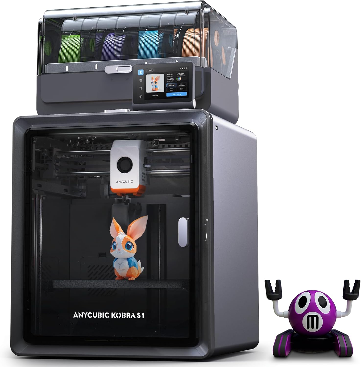 Torvani Store Anycubic Kobra S1 コンボ マルチカラー 3D プリンタ、Anycubic ACE PRO 搭載、4 マルチカラー、乾燥と印刷を同時に実行、600mm/s 高速、320℃ ホットエンド、内蔵カメラ 44dB 静音 2