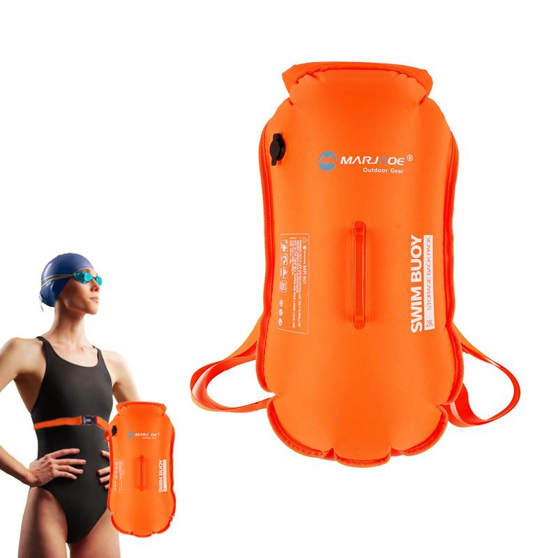 28L/35L 水泳ブイ防水ドライバッグダブルエアバッグバックパック水泳安全フロート水泳トレーニングブイラフティング用