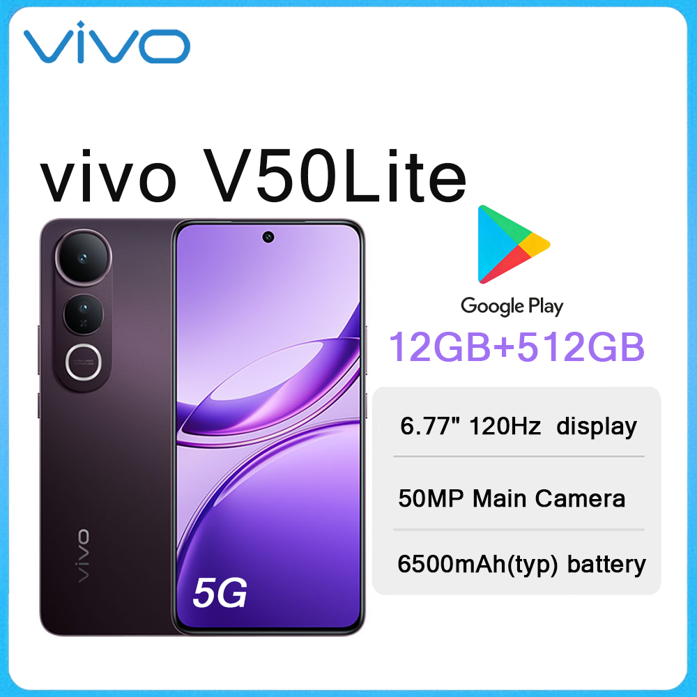 VIVO V50 Lite 5G 6.77インチ 120Hz スクリーン大容量ストレージスマートフォン 12GB 512GB 50MP カメラ 6500mAh ビッグバッテリー Type-C デュアル SIM 電話