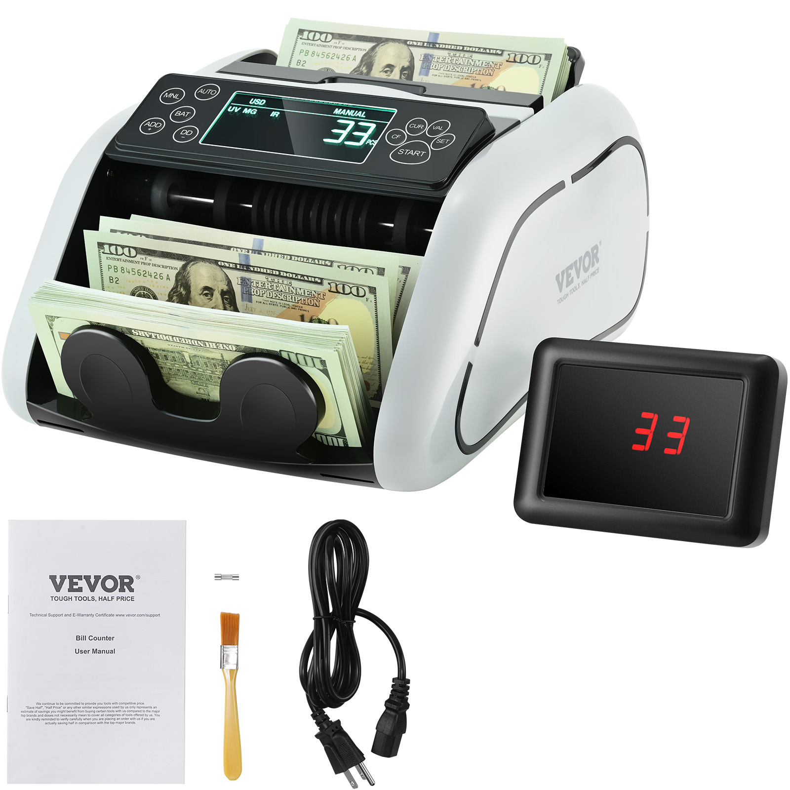 SucceBuy 1000枚/分 現金計数機 ビジネス用レジ 紙幣偽札検出器 UV/MG/IR/DD機能搭載 銀行・店舗向け