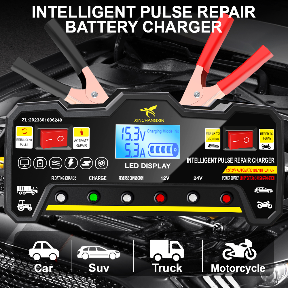24 V/12 V 220 ワット車のバッテリー充電器トラックのバッテリーメンテナンスインテリジェントパルス修理鉛酸バッテリー蓄電池充電器