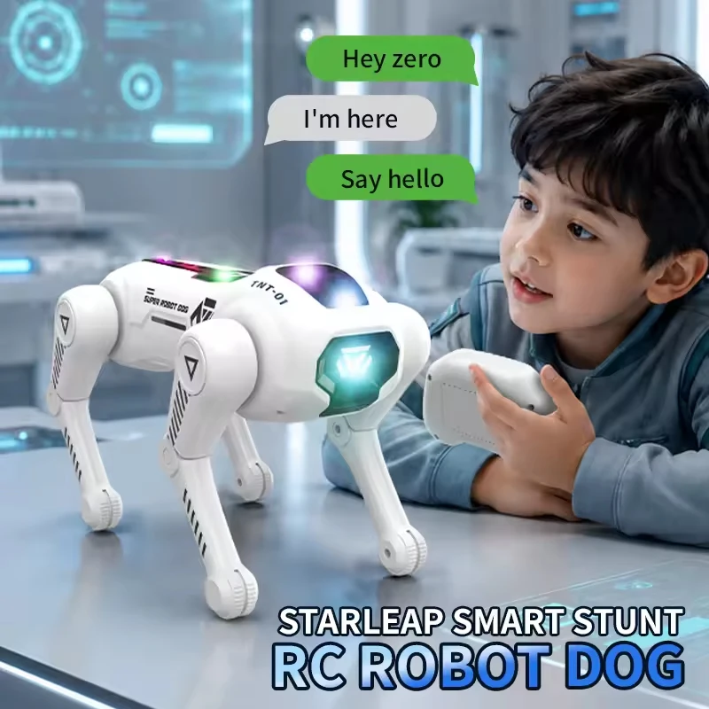 JJRC R42 StarLeap AI スマートロボット犬、音声制御プログラマブルスタント RC 犬ライト付き歌うダンスローリング
