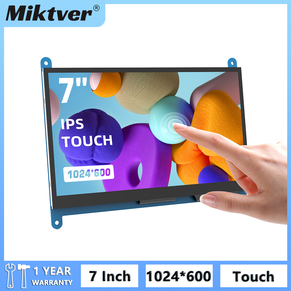 Miktver 7 インチ容量性タッチスクリーンモニター 5 ポイント 1024x600 HD IPS ディスプレイサポート Raspberry Pi 4/3/2/1/B/B /A、Win 10/8/7