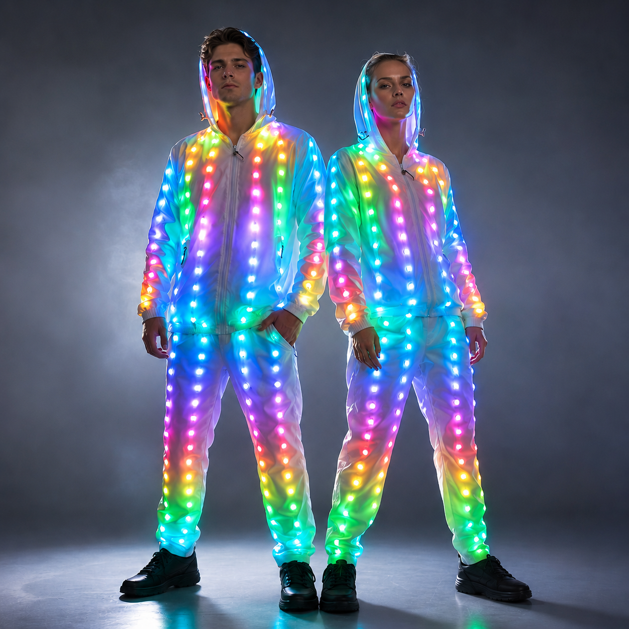 フルカラーピクセル LED ライトジャケットコートパンツ衣装スーツライトアップ絶賛クリエイティブアウターステージ衣装クリスマスパーティーファンシードレス