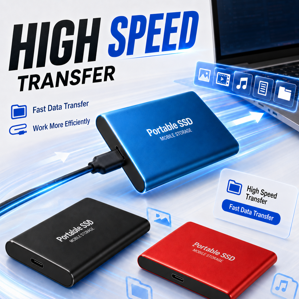 1TB 外付け SSD ポータブル ハードドライブ USB 3.0 Type-C 高速ストレージ プラグプレイ ラップトップ Mac PC 学生用 日常使用