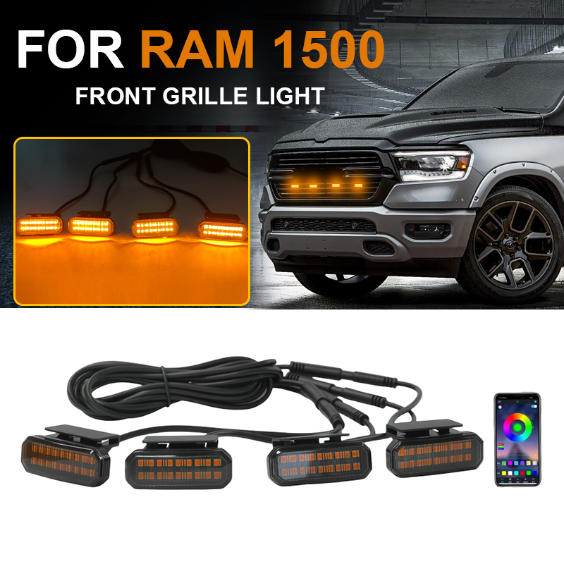 Beusfirts フロントグリルライト RAM 1500 車デイタイムランニングライトホイール眉毛ランプピックアップオフロード 12V ウェルカムライト
