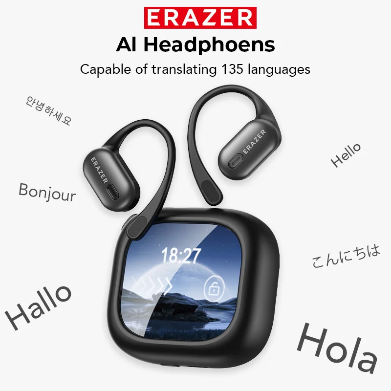 ERAZER XF38 Bluetooth イヤホン AI 翻訳イヤフォン OWS LCD タッチスクリーンスポーツワイヤレスヘッドフォン HD ステレオサウンド長寿命
