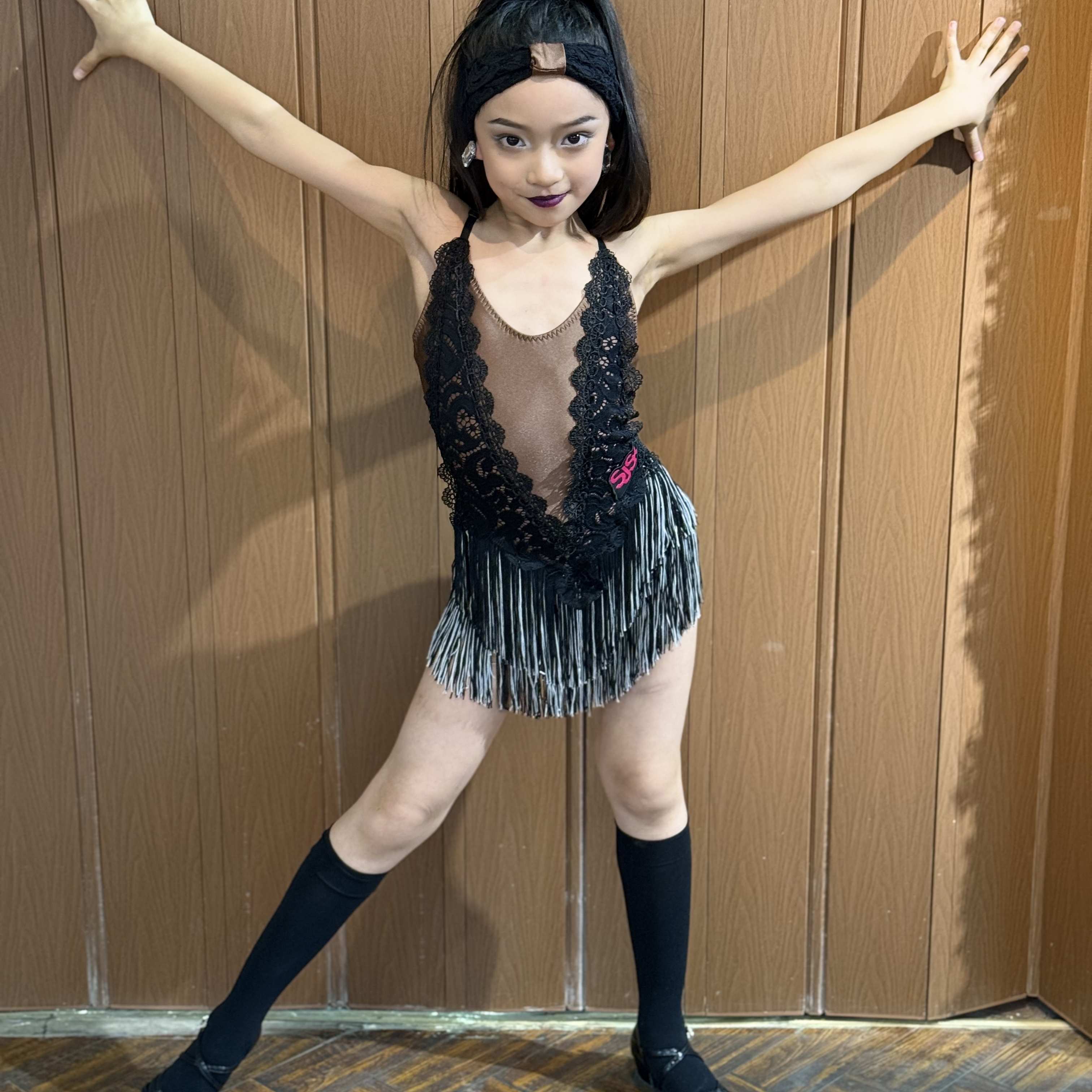 新しいラテンダンス衣装女の子ストラップレースタッセルドレスパフォーマンスドレスチャチャルンバタンゴダンス子供ラテンドレスDN20136