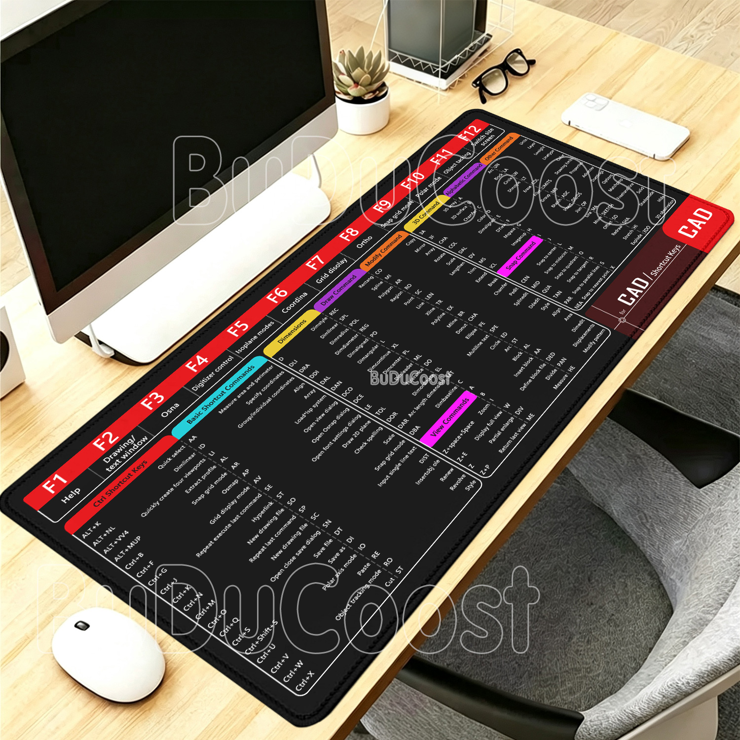 CAD 英語ショートカットキーマウスパッド大型拡張ソフトウェアビッグオフィスキーボードマウスパッド PC ゲームオーバーロック HD 印刷デスクマット