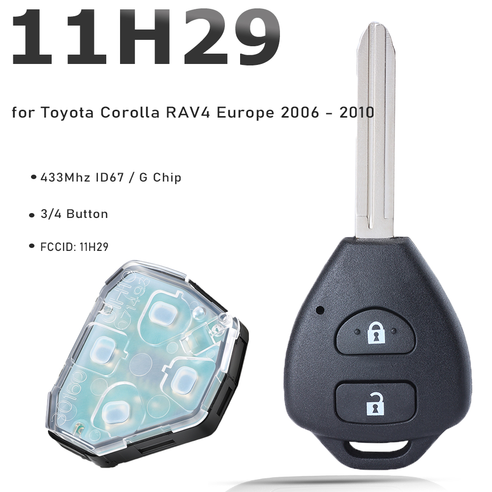 KEYECU 車のリモートコントロールキートヨタカローラ RAV4 ヨーロッパ 2006 2007 2008 2009 2010 11H29 433Mhz ID67/G チップ 2 ボタン