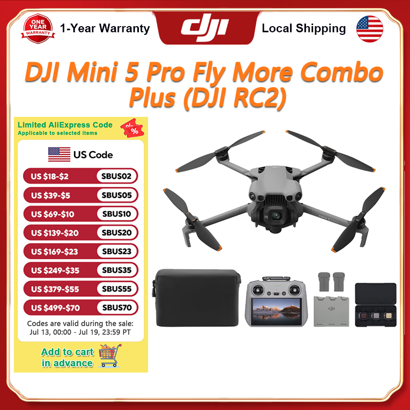 DJI Mini 5 Pro Fly More Combo PLUS ドローン、カメラバンドル、DJI RC 2 コントローラー、1 インチ CMOS、初心者向け 4K ドローン、障害物検知、ActiveTrack 360°、225° ジンバル回転、拡張バッテリー Li