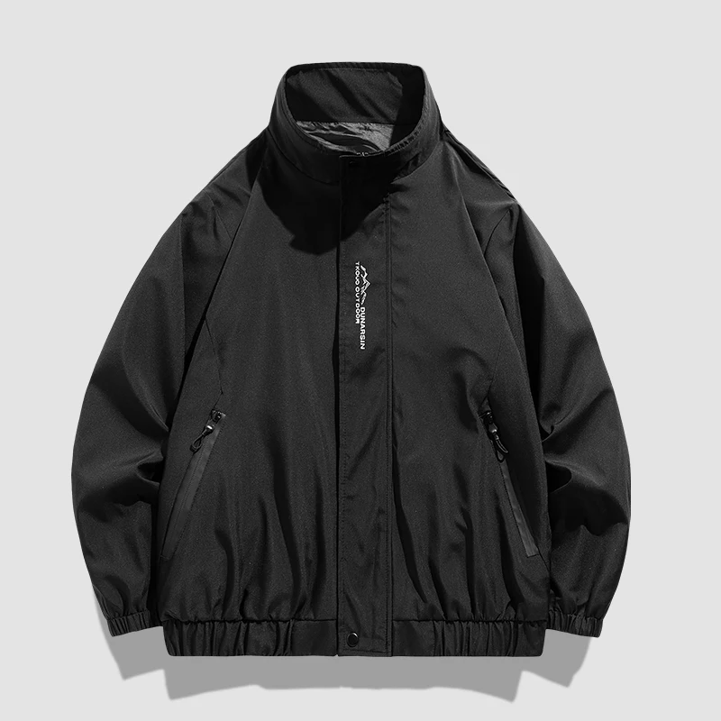 2024 新プラスサイズ 8xl 7xl 男性ジャケットコート春秋屋外防風黒グレーグリーン大 6xl 5xl 因果ウインドブレーカー