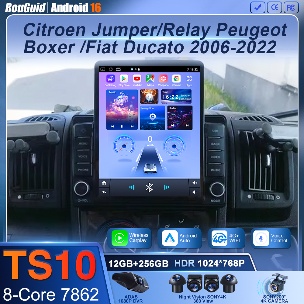 9.7 インチ Android 16 シトロエンジャンパー/リレープジョーボクサー/フィアット Ducato 2006-2022 カーラジオマルチメディアビデオプレーヤー WIFI BT DVD