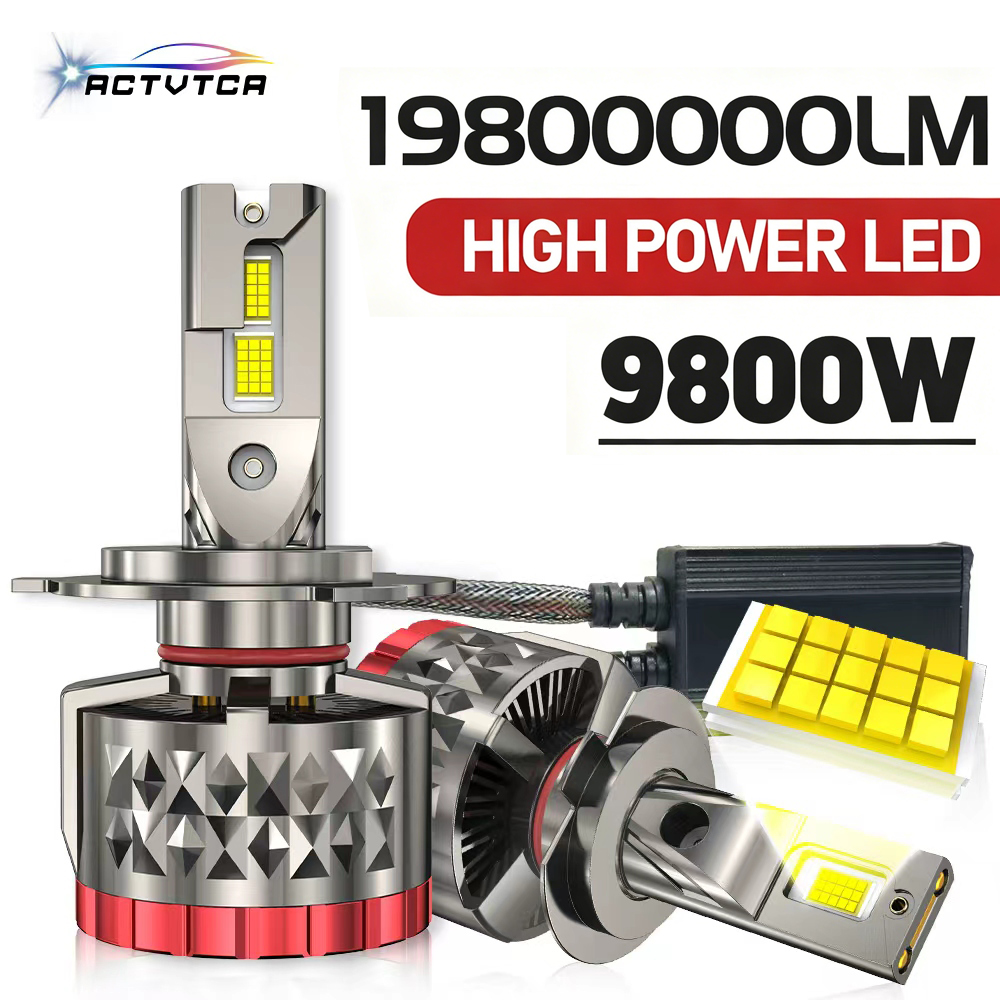 ACTVTCA 9800W 19800000LM H7 H4 H11 LED ヘッドライトハイパワー Canbus 9005 HB3 9006 HB4 9012 ターボランプ 6000K 車のライト 12V 24V