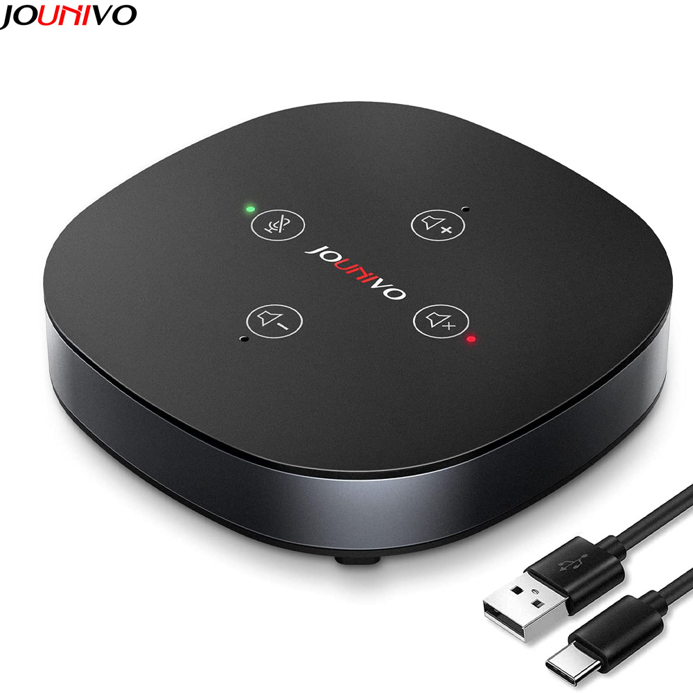 Zoom、ミーティング、USB デスクトップコンピュータ用スピーカー付き全指向性会議用マイク、ミュートコントロール付き