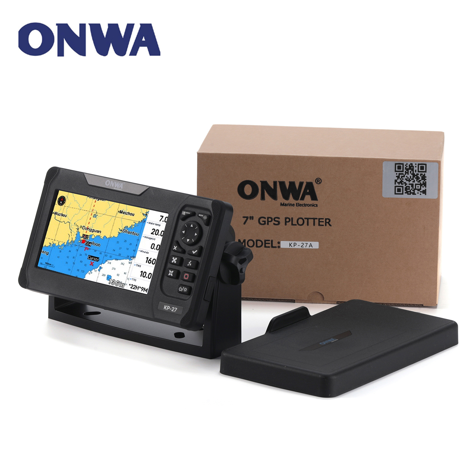 ONWA KP-27A 7 インチ GALILEO GPS チャート プロッター GPS アンテナと内蔵クラス B AIS トランスポンダー コンボ マリン GPS ナビゲーター付き