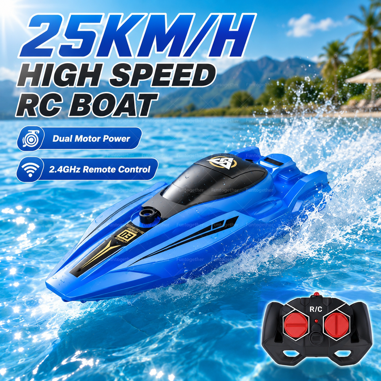 2.4GHz RC スピードボートリモコンレーシングボートデュアルモーター防水高速電動ボートのおもちゃプール湖子供男の子ギフト用