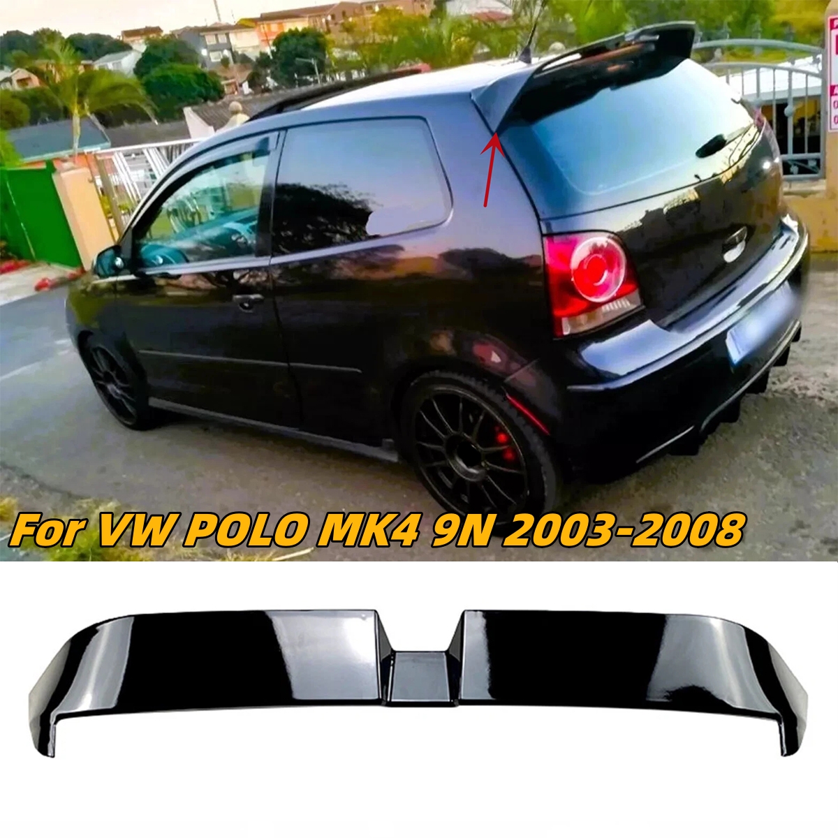 Oettinger スタイルリアトランクスポイラーウイング VW ポロ 4 MK4 9N 9N3 2003-2008 ABS テールトランクリップボディキットチューニング光沢のある黒