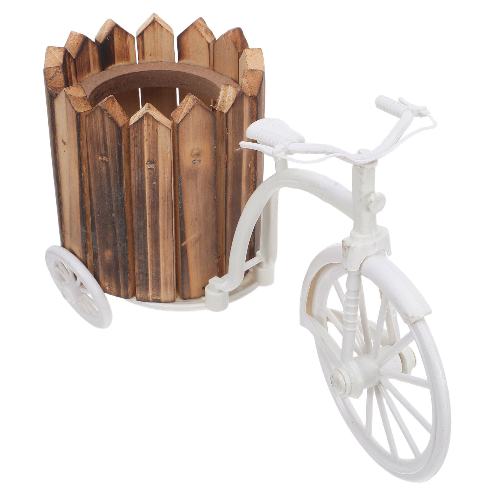木製ヴィンテージ三輪車植木鉢スタンド自転車プランターカート車輪付き装飾植物ホルダーホームオフィスガーデン屋内用