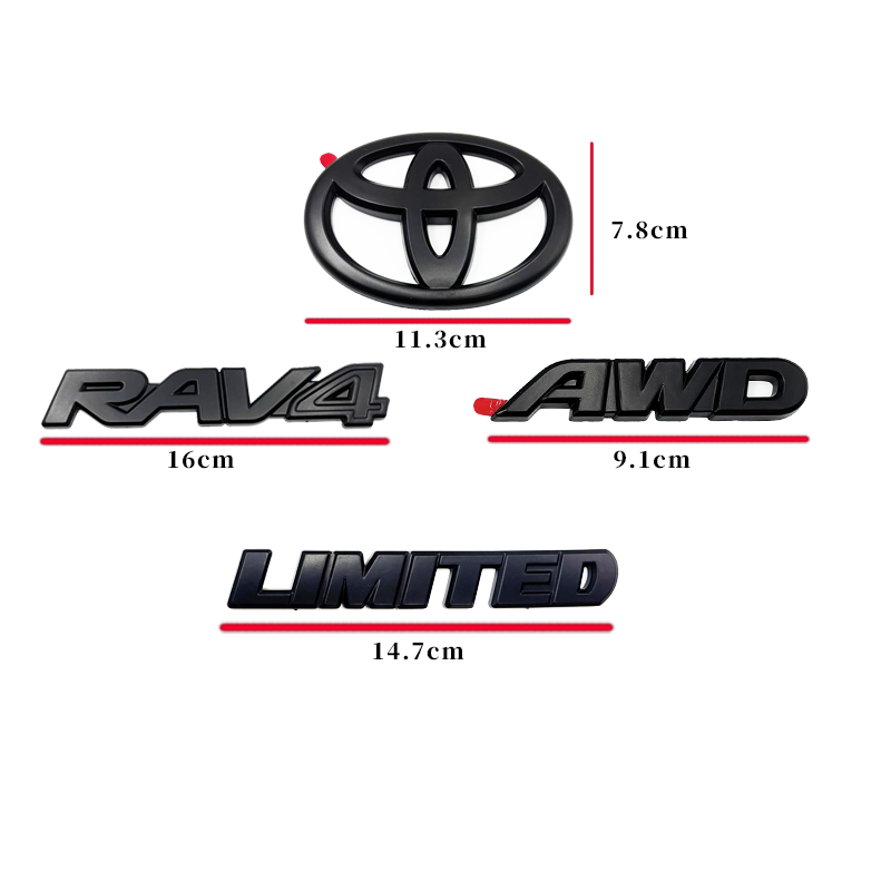 マットブラック ABS ロゴエンブレム 4 個セット トヨタ RAV4 XLE XLE LIMITED 2019-2024 用、トランクステッカー、アクセサリー