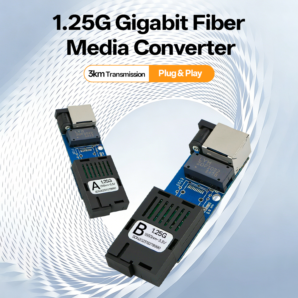 BYXGD ミニ 1.25 グラムギガビット SFP タイプ BIDI ファイバーメディアトランシーバーモジュール 1310/1550 A/B ペア 3km SC RJ45 シングルモード PCBA