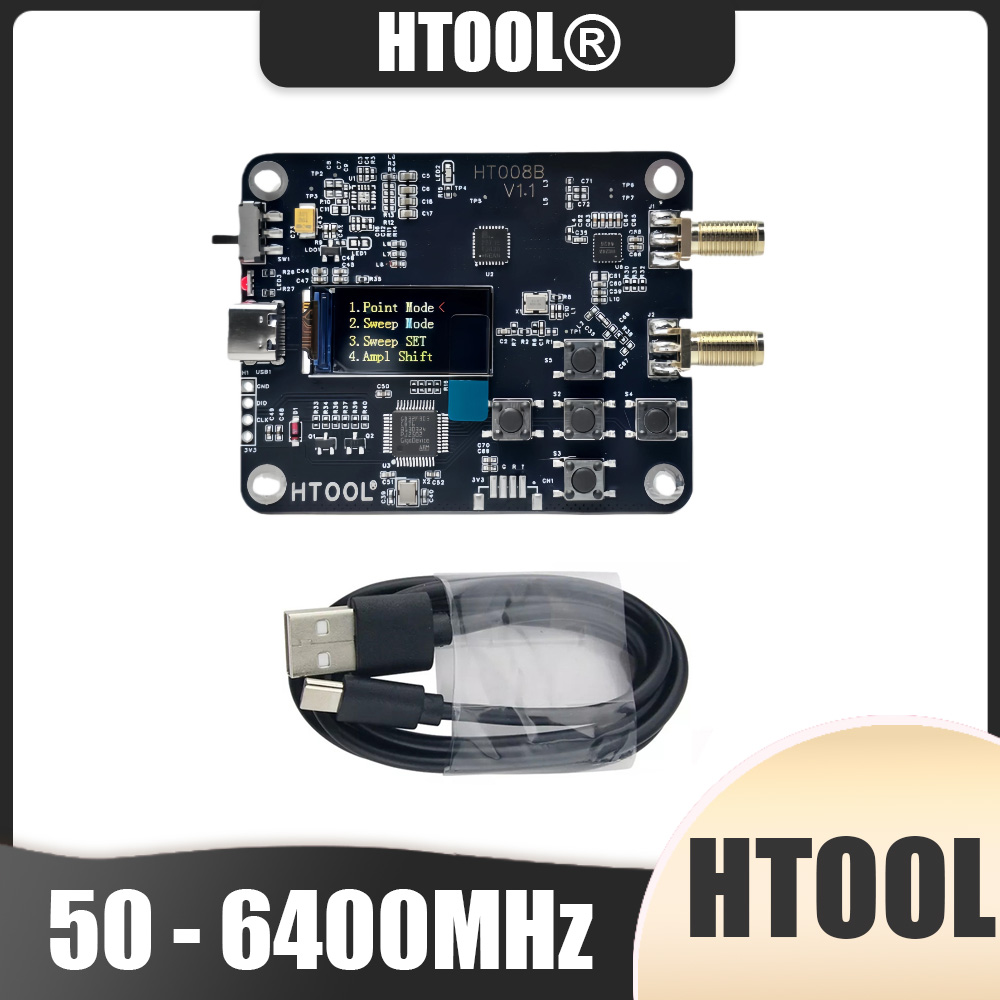 HTOOL MAX2871 50-6400MHz HT008B 信号発生器 デュアルチャネル 1KHz 解像度 低位相ノイズ USB UART 制御スイープポイント