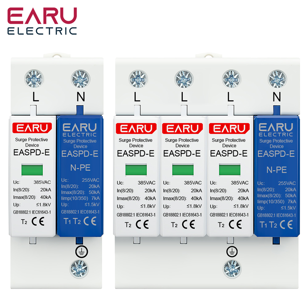 AC SPD 1P NPE 3P NPE 50KA T1 T2 385V 275V 家庭用雷サージプロテクター保護ソーラー低電圧避雷装置 Din レール