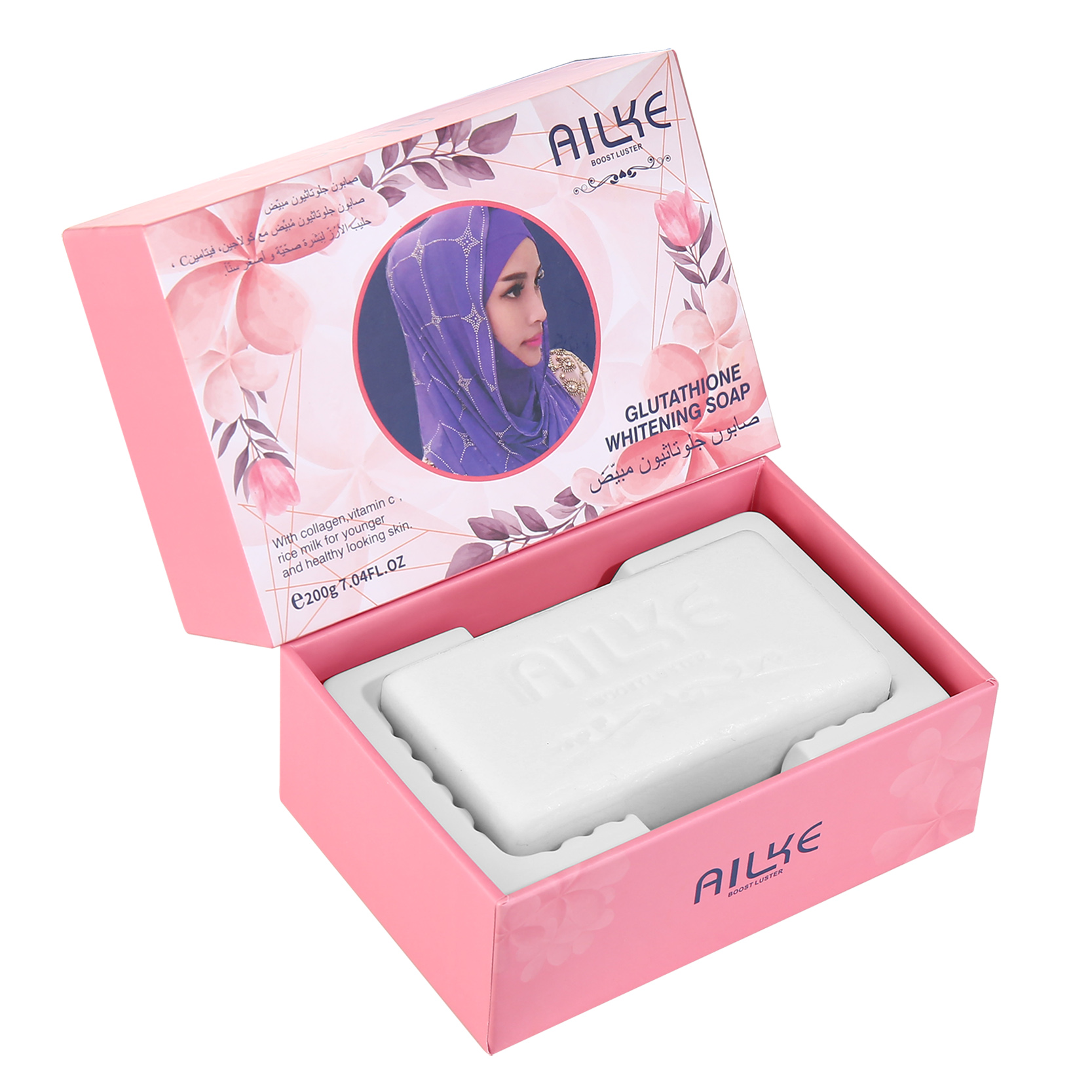 AILKE ビタミンC 女性用ホワイトニング ソープバー、黒ずみ防止、ニキビ、コラーゲン、グルタチオン入り、顔と体用、200g/7 オンス