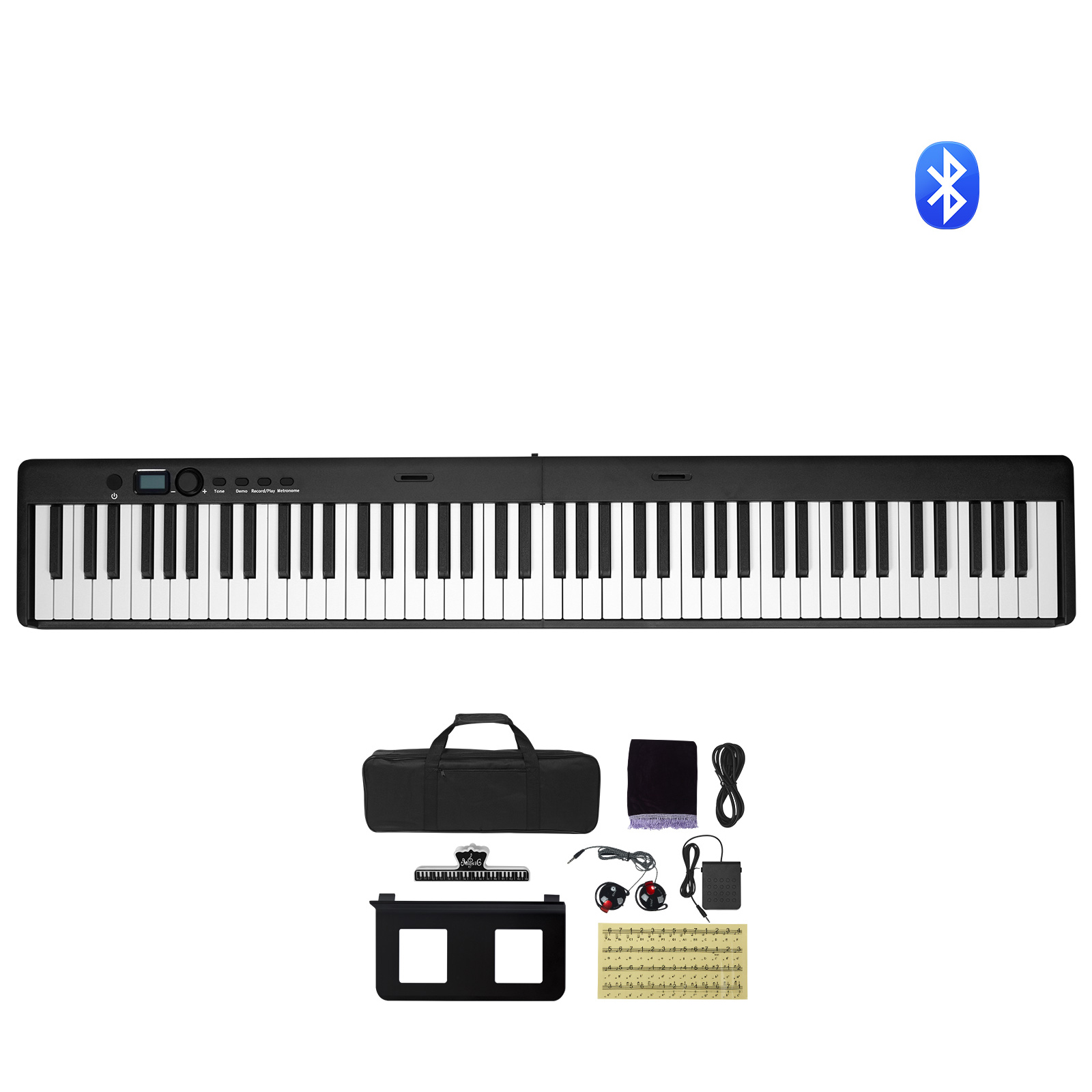 SucceBuy 88 キー折りたたみキーボードピアノ Bluetooth、MIDI ポータブル電子デジタル折りたたみピアノ充電式初心者向け
