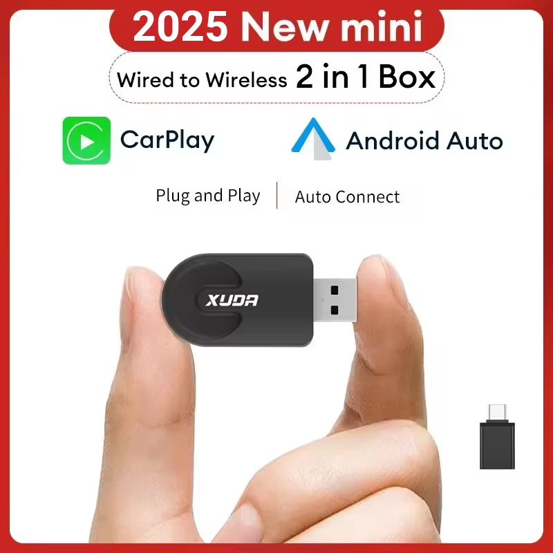 XUDA 2025 ワイヤレス CarPlay Android 自動ワイヤレスアダプタスマートミニボックスプラグアンドプレイ WiFi 高速接続ユニバーサル日産