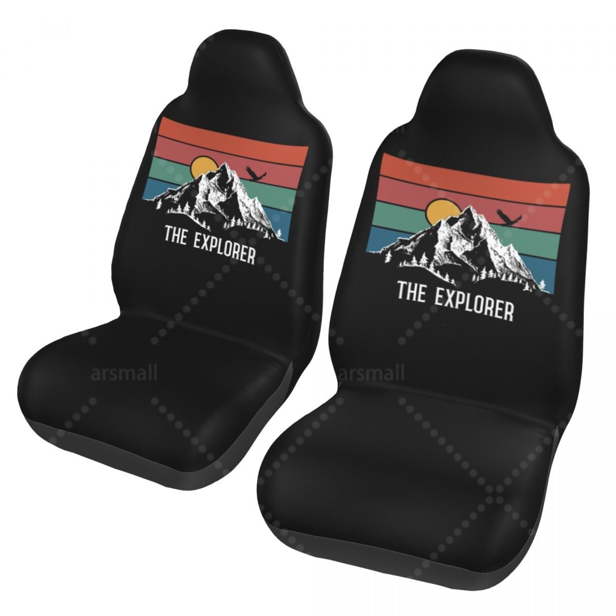 Mountain Camper Adventure キャンプカーシートカバー シートカバー 汚れ防止と便利な保護カバー ユニークなスタイル 2個