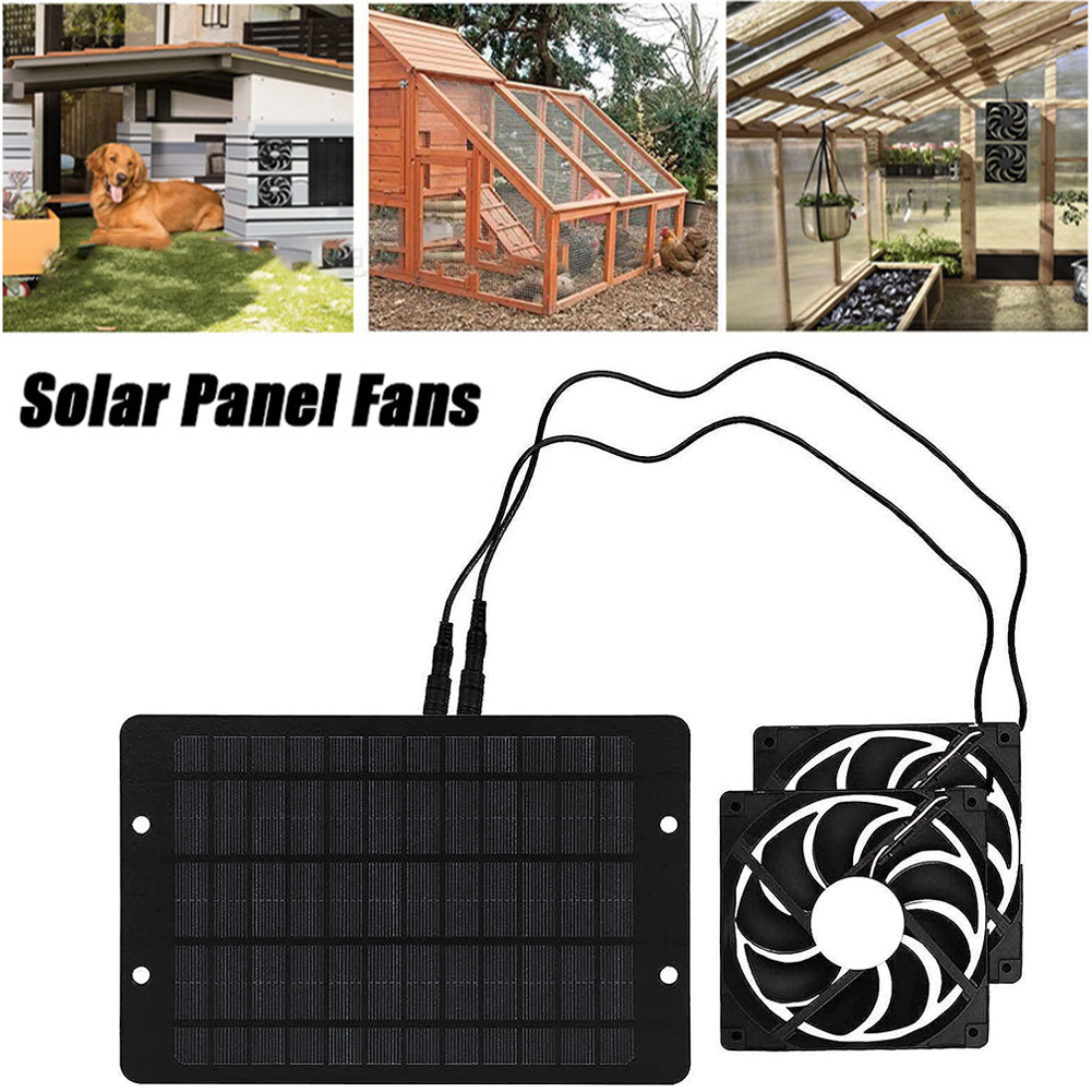 太陽光発電ファン排気 Fan12V 10 ワット防水デュアル排気ファン空気抽出器キャンプ温室キッチン動物ハウス