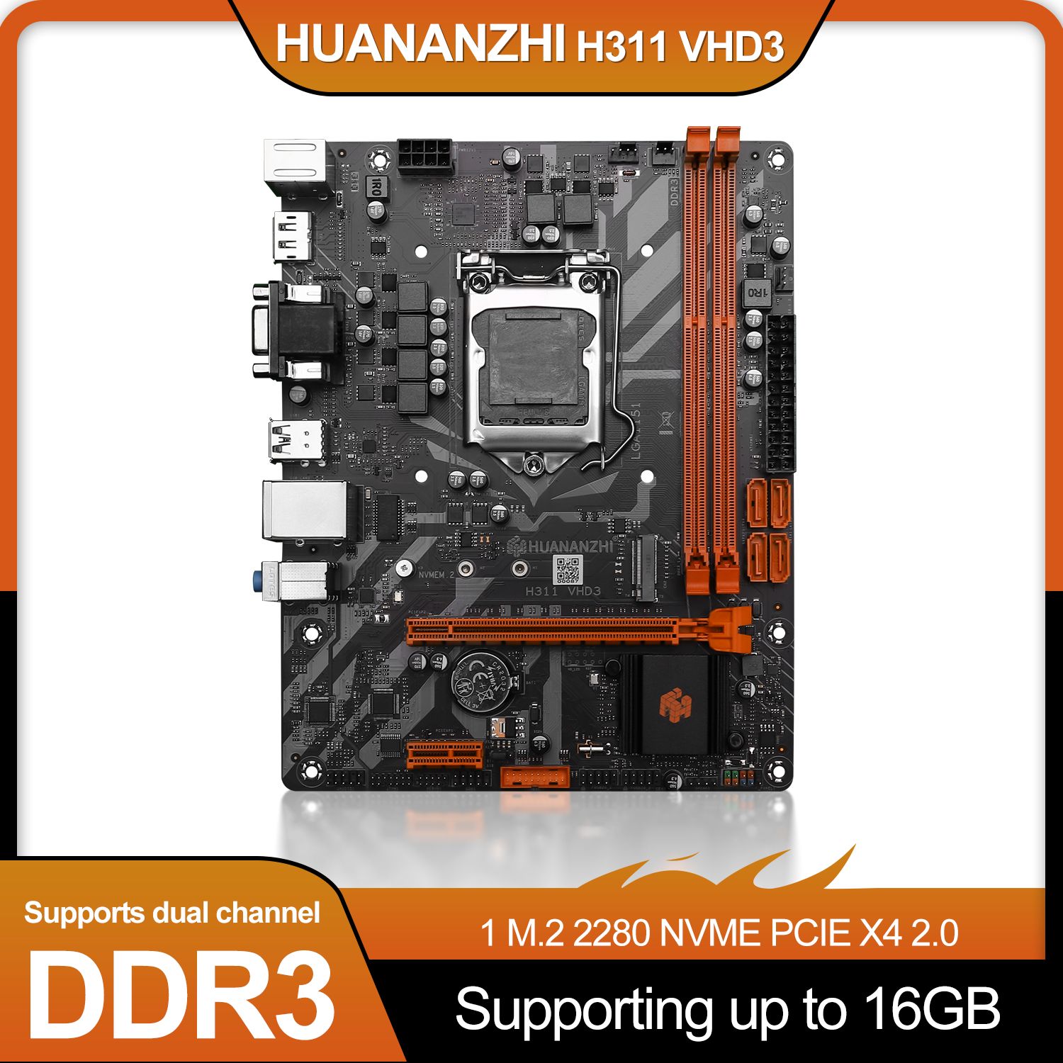 Huanazhi H311 VHD3 マザーボード DDR3 M.2 2280 NVME PCIEX4 16GB 1866/1600/1333MHz サポートインテル LGA1151 6/7/8/9th 世代マザーボード
