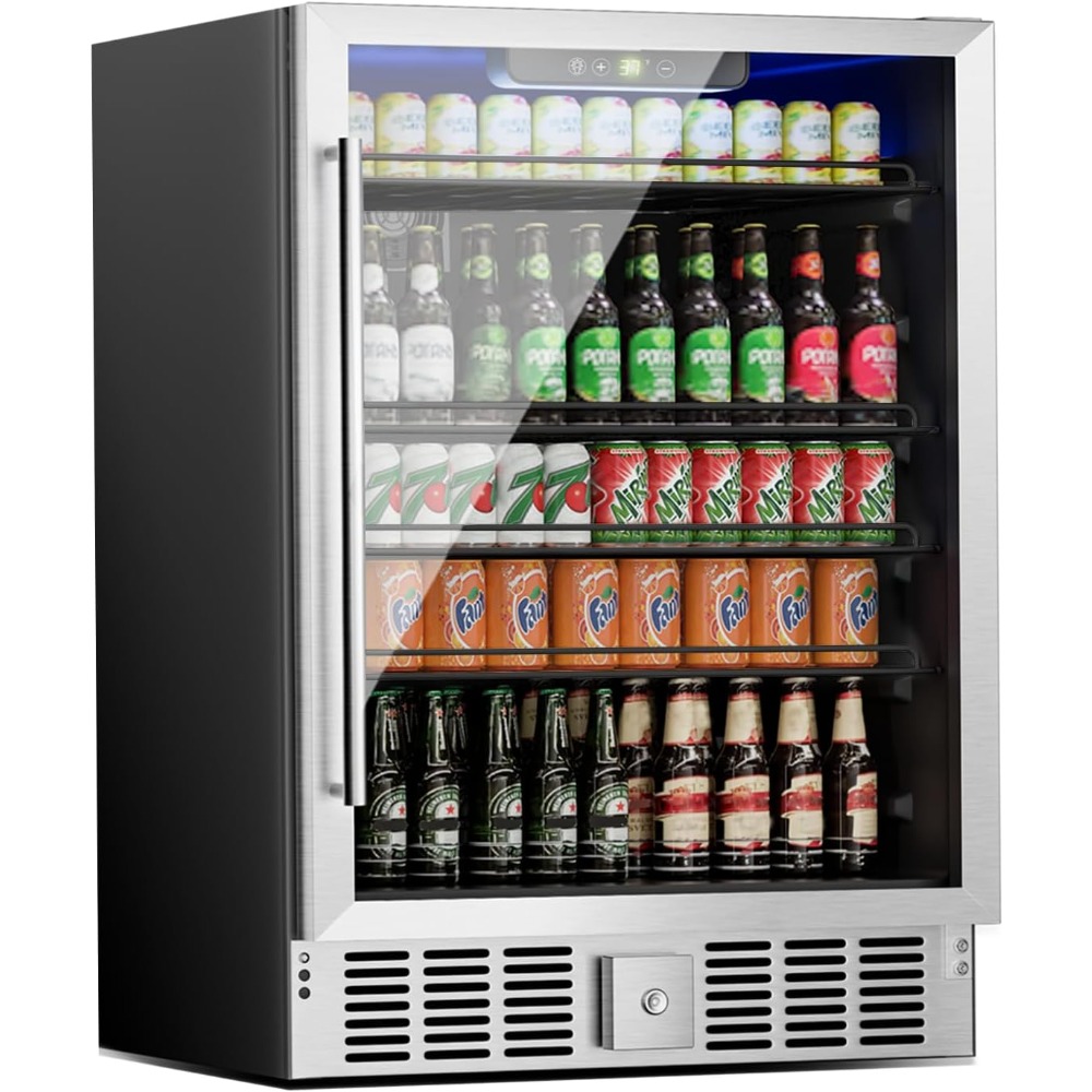 5.3立方フィート/166缶飲料冷蔵庫、調節可能な棚付き24インチ冷蔵庫