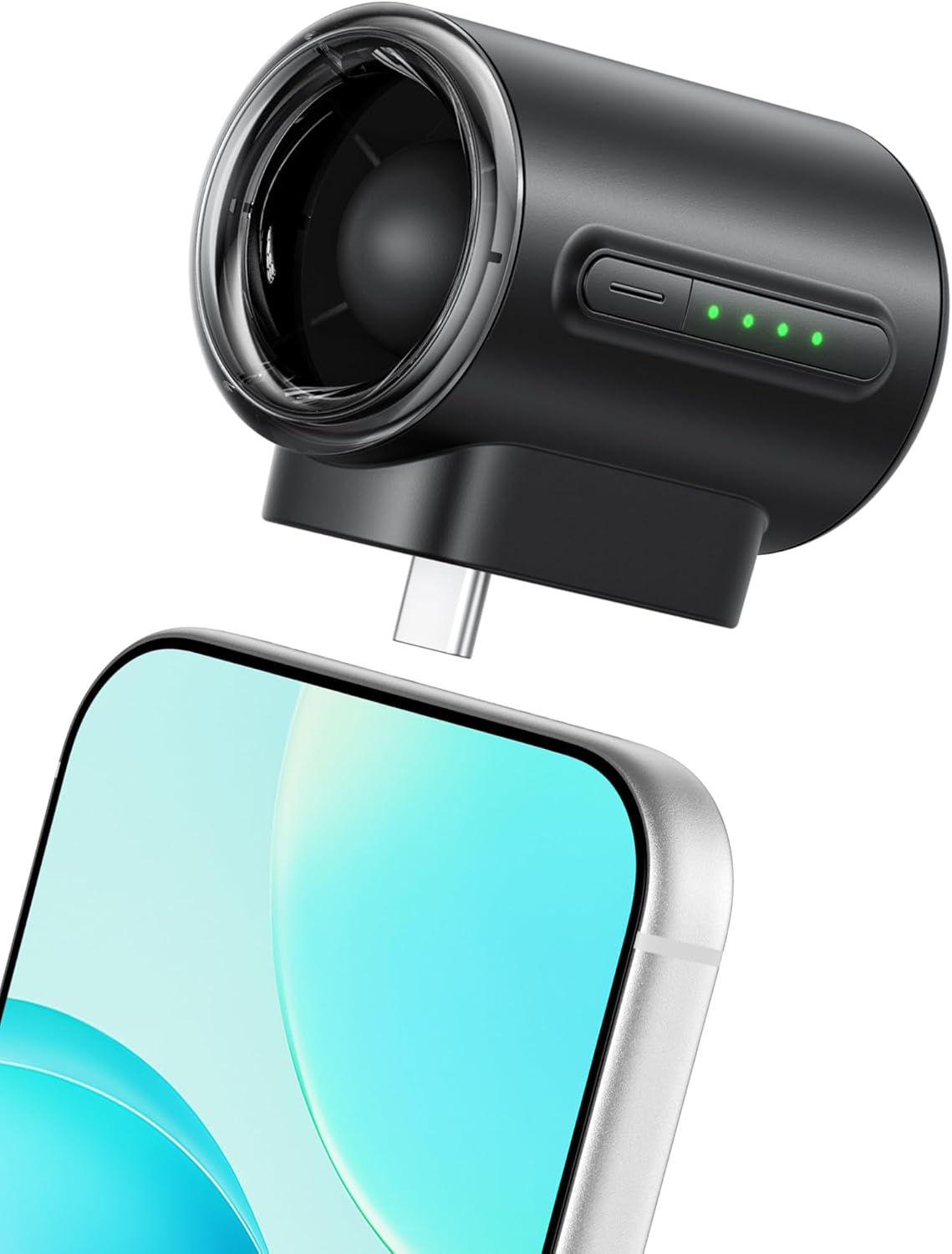 USB C 電話ファン 17000 RPM、4 スピード ミニ ポータブル携帯電話ファン アタッチメント 夏旅行ギフト用 女性 ブラック