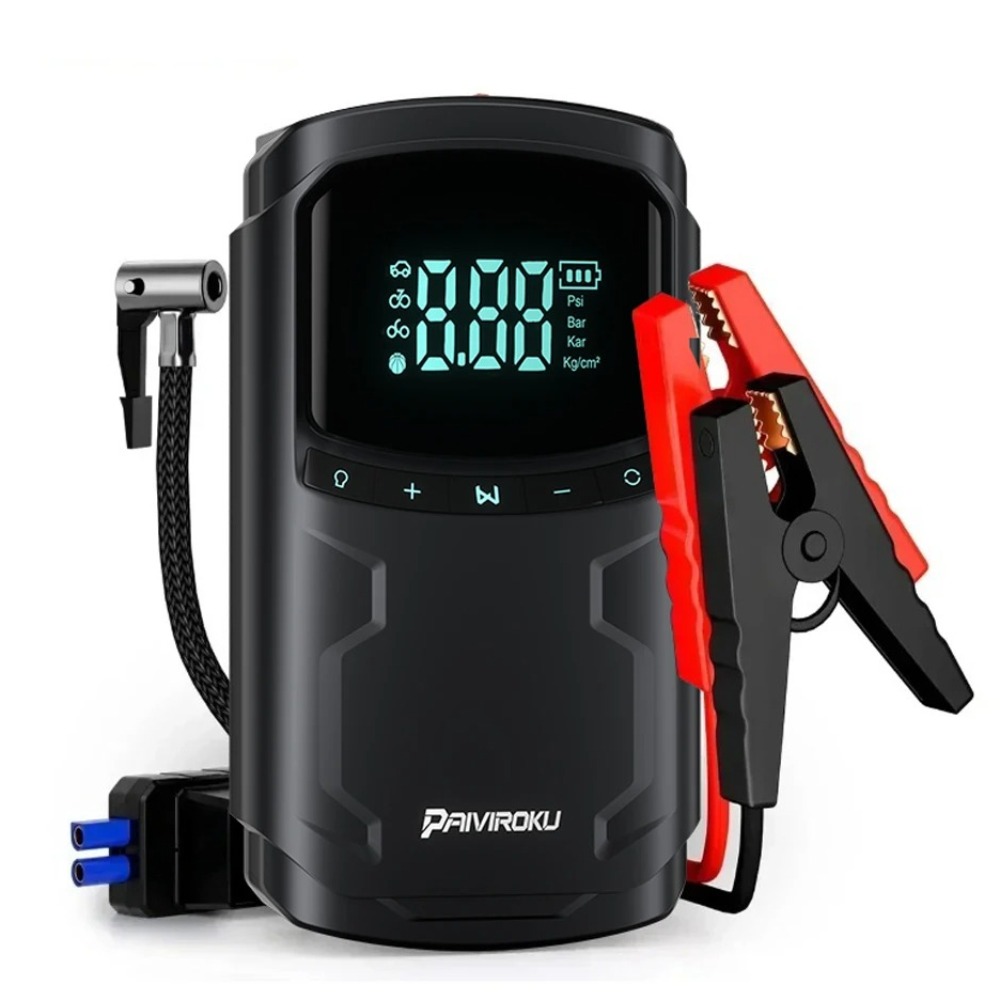 PAIVIROKU 5000A 車のジャンプスターターとエアコンプレッサー自動車バッテリーブースター 150PSI エアポンプポータブル電源銀行タイヤインフレーター