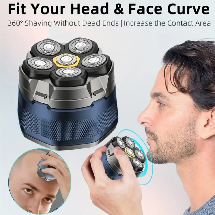 電動ヘッドシェーバー ハゲ男性用 6D 磁気かみそりヘアトリマー USB 充電式 LED ディスプレイ防水ひげシェーバー