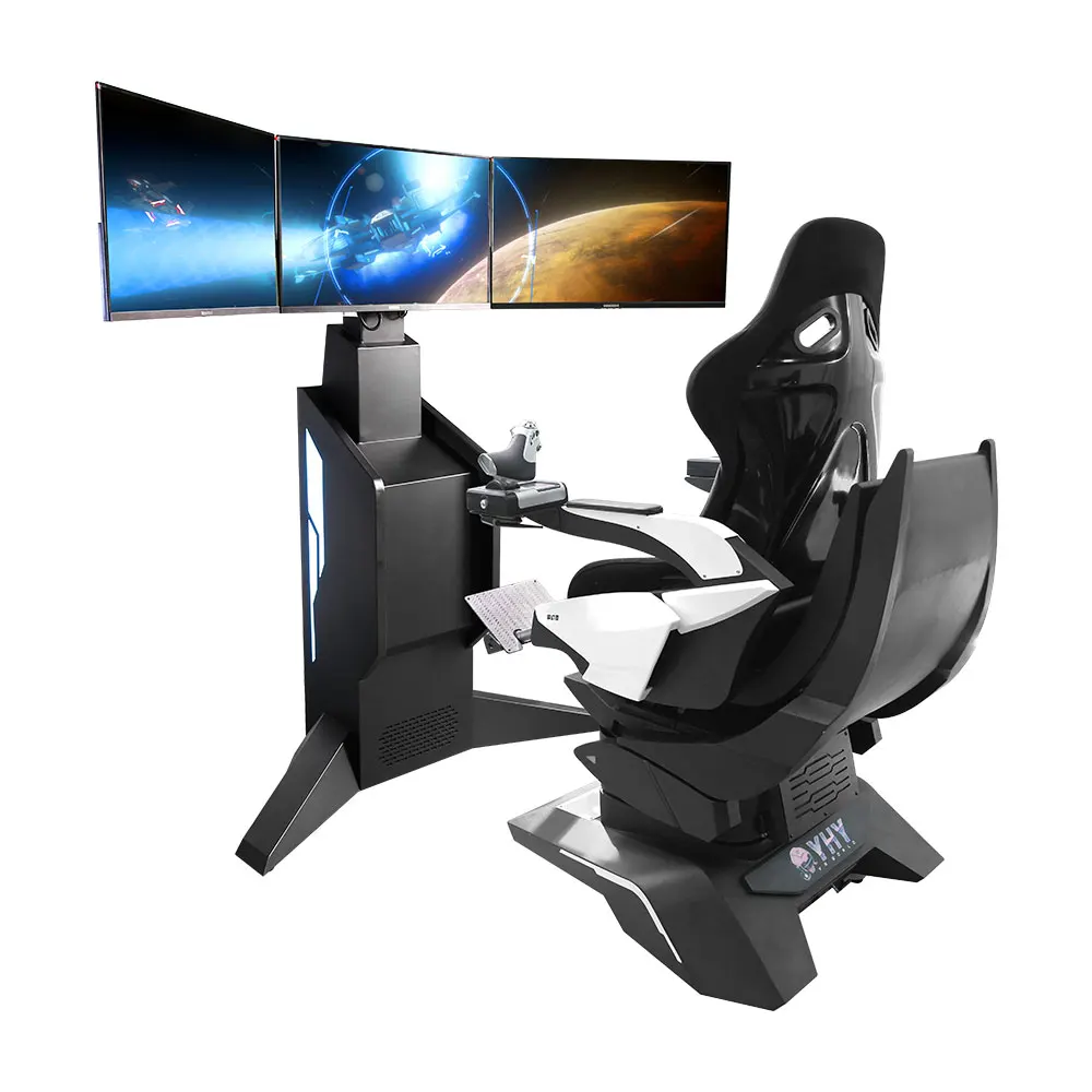 【2026】YHY First All-aluminum Alloy 3 Axis Dynamic Platform 360 Rotate Chair With Joystick Stick Game Simulator Vr Flight