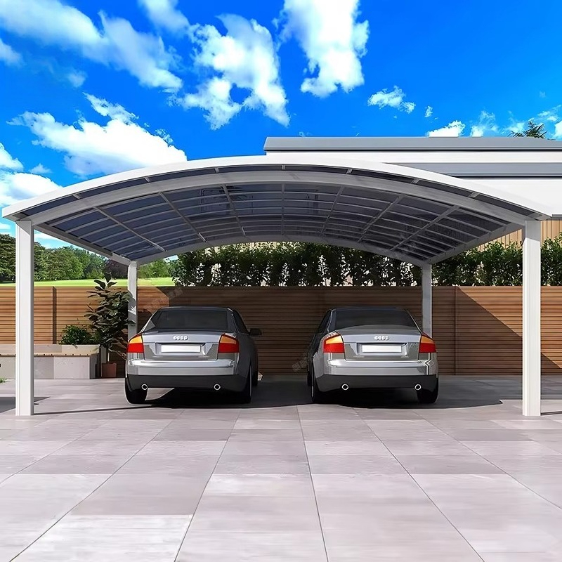 屋外の庭やガレージの駐車小屋用のモダンなアルミニウムパーゴラカーポート防風性と防錆性の固定屋根