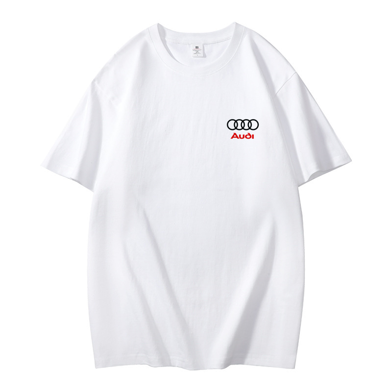 アウディブランド 高品質コットン Tシャツ ニュルブルクリンク地図プリント バイク カジュアル ファッション シンプルなデザイン 快適なフィット感