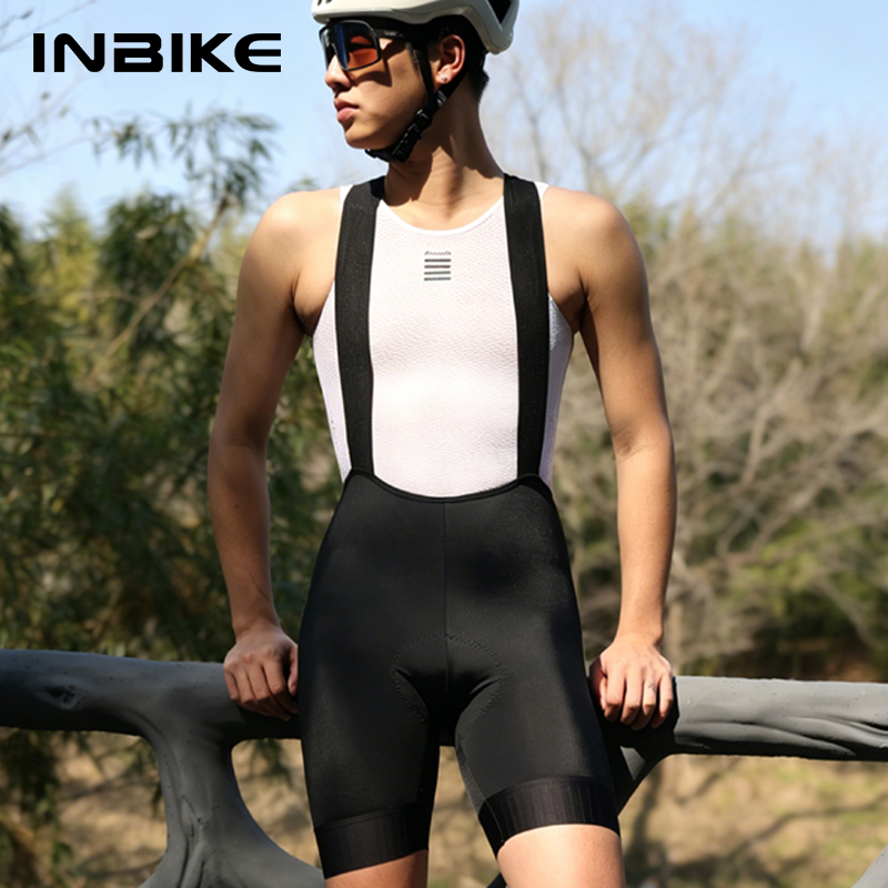INBIKE メンズ ビブショーツ 夏 プロフェッショナル サイクリング サスペンダー ショーツ バイク ライディング 下着 通気性 快適なサイクリングギア